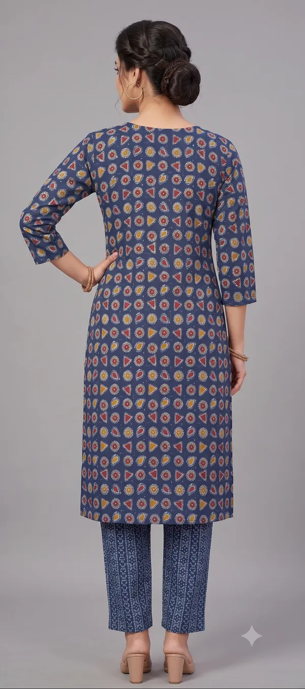Blue_Printed_Straight_Kurta_Pant_Set_For_Women_&_Girls