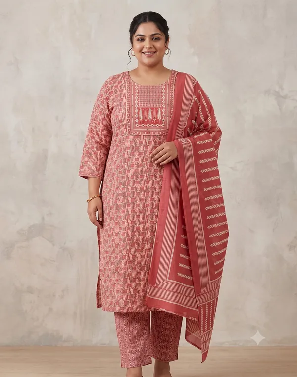 Red_Printed_Straight_Kurta_Pant_Dupatta_Set_For_Women