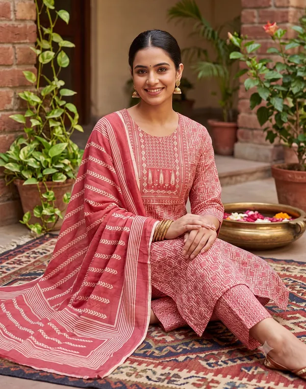 Red_Printed_Straight_Kurta_Pant_Dupatta_Set_For_Women
