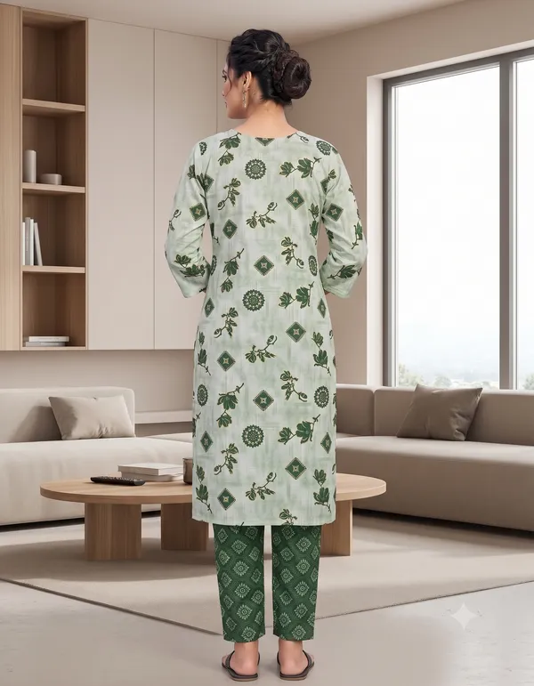 Light_Green_Printed_Straight_Kurta_Pant_Set_For_Women_&_Girls