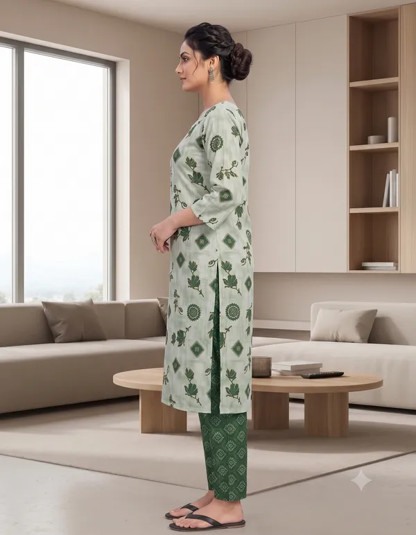 Light_Green_Printed_Straight_Kurta_Pant_Set_For_Women_&_Girls