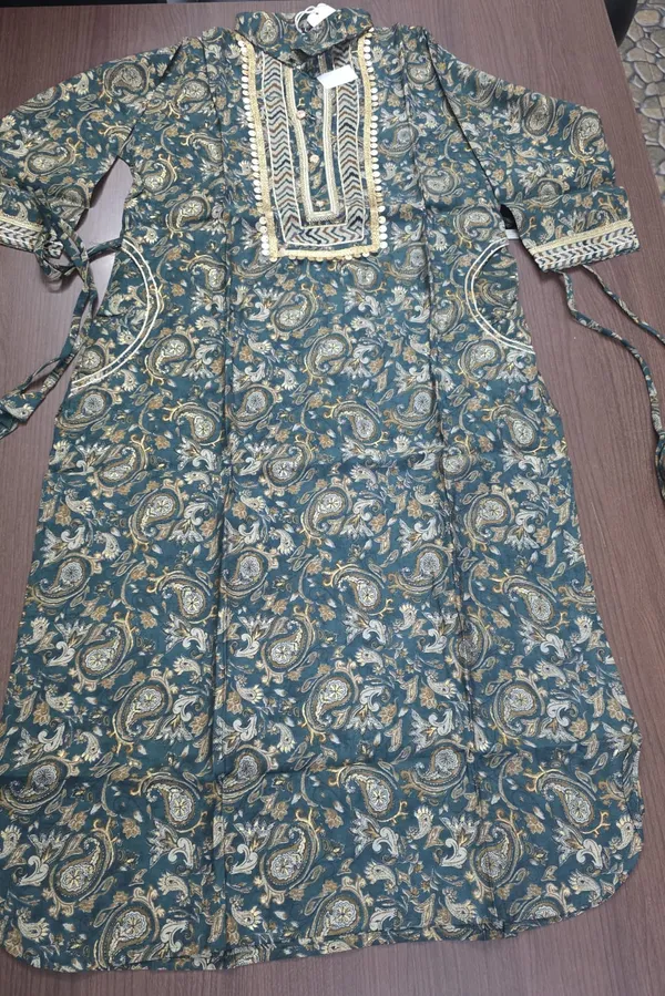Teal_Paisley_Print_Afghani_kurti_salwar_set_for_Women_&_Girls