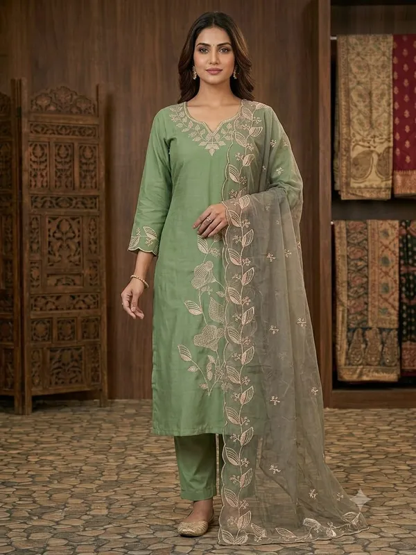 Green_Embroidered_Straight_Kurta__Pant_Dupatta_Set_for_Women_&_Girls