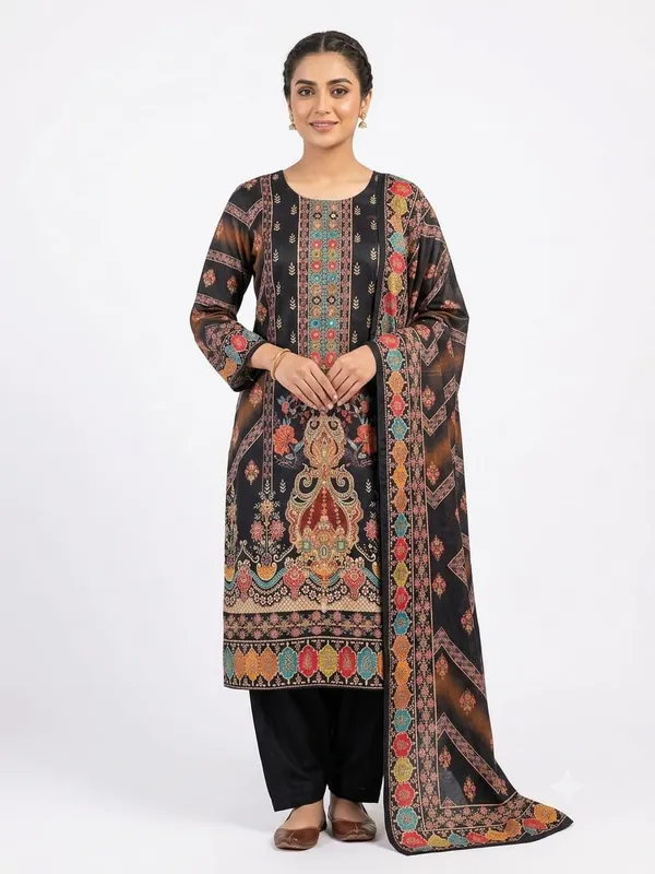 Black_Printed_Kurta_Pant_Dupatta_Set_for_Women_&_Girls