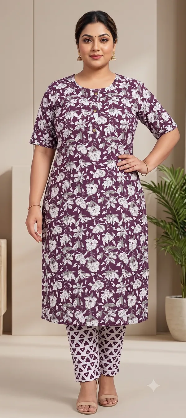 Maroon_Floral_Straight_Kurta_Pant_Set_For_Women_&_Girls