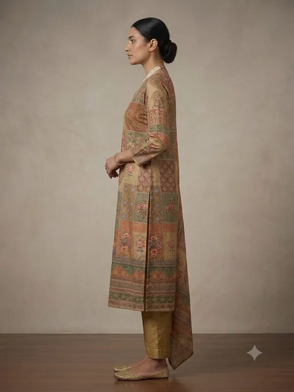 Multicolour_Printed_Kurta_Pnat_Dupatta_Set_for_Women_&_Girls