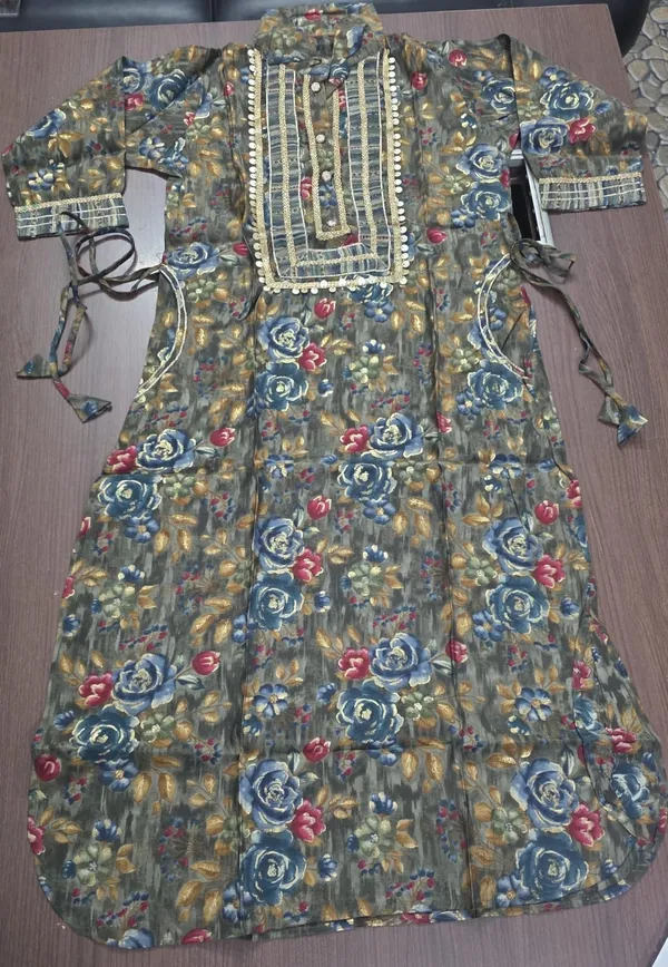 Grey_Floral_Print_Afghani_KURTI_SALWAR_set_for_Women_&_Girls