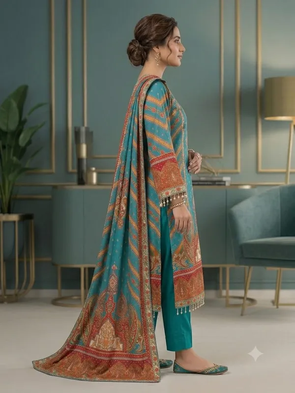 Teal_Printed_Kurta_Pant_Dupatta_Set_for_Women_&_Girls