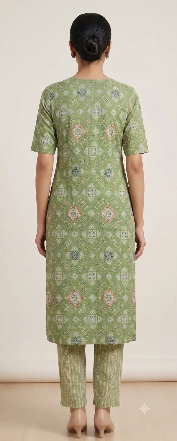 Green_Printed_Straight_Kurta_Pant_Set_For_Women_&_Girls