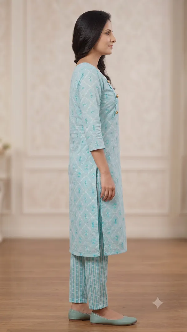 Blue_Printed_Straight_Kurta_Pant_Set_For_Women