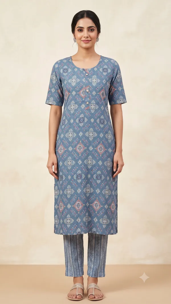 Blue_Printed_Straight_Kurta_Pant_Set_For_Women_&_Girls