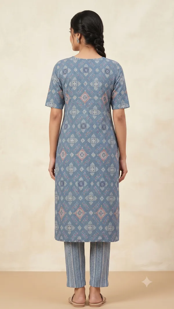 Blue_Printed_Straight_Kurta_Pant_Set_For_Women_&_Girls