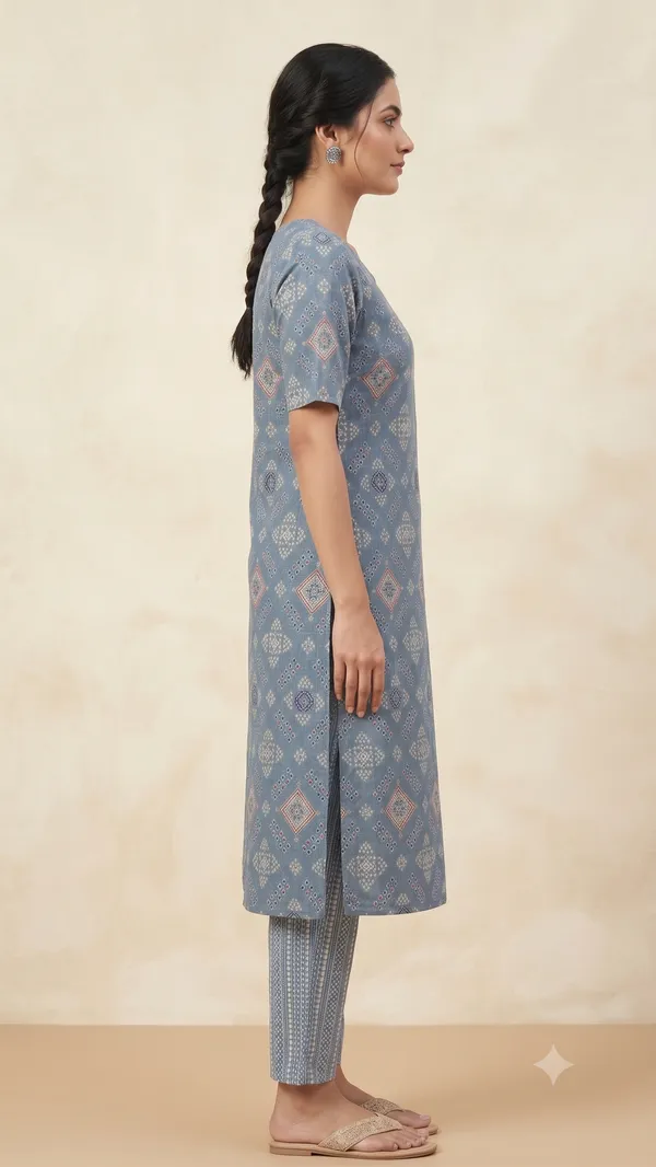 Blue_Printed_Straight_Kurta_Pant_Set_For_Women_&_Girls