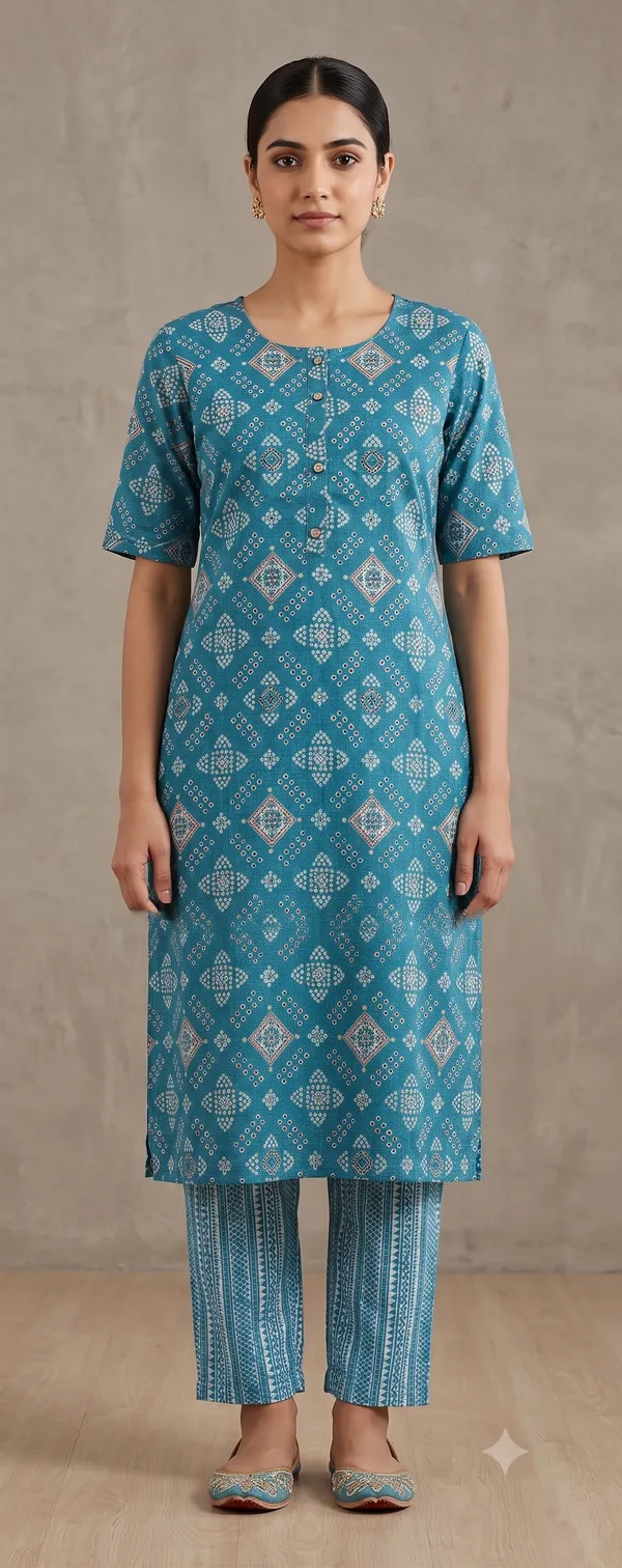 Blue_Printed_Straight_Kurta_Pant_Set_For_Women_&_Girls