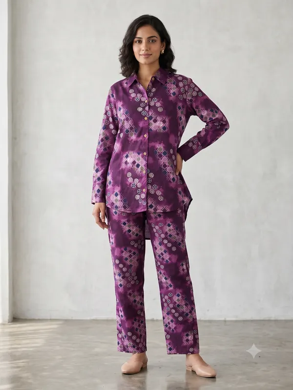 Purple_Printed_Co-Ord_Set_For_Women_&_Girls