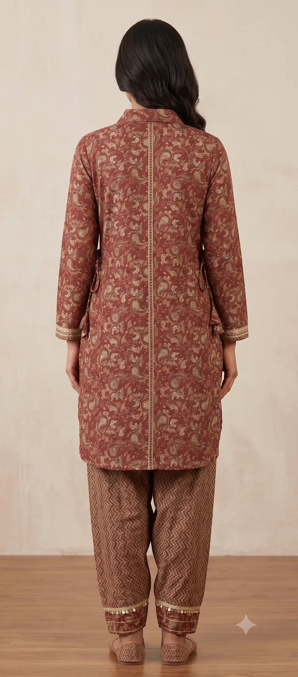 Maroon_Printed_Afghani_Kurti_Salwar_Set_For_Women_&_Girls