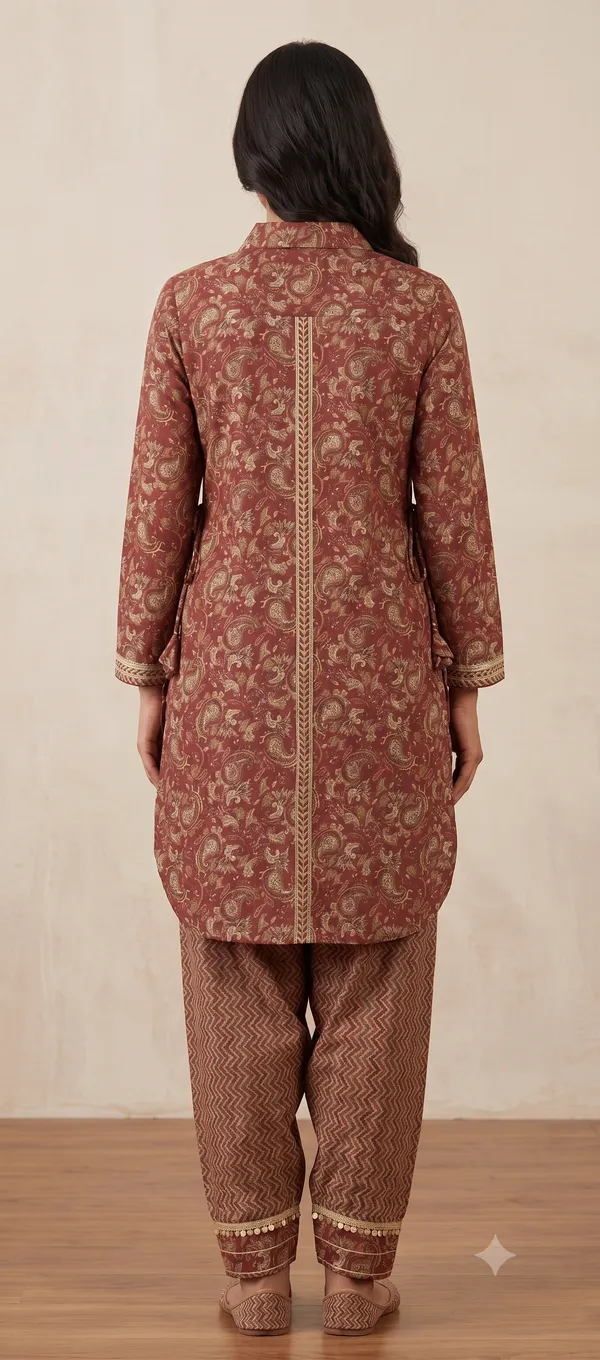 Maroon_Printed_Afghani_Kurti_Salwar_Set_For_Women_&_Girls