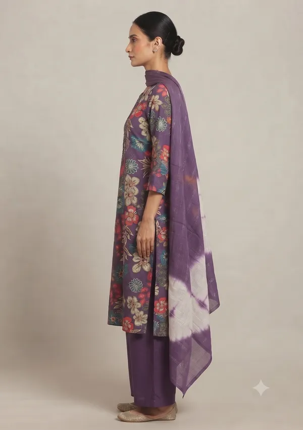 Purple_Floral_Print_Kurta_Pant_Dupatta_Set_For_Women_&_Girls
