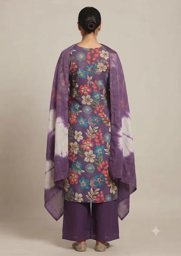 Purple_Floral_Print_Kurta_Pant_Dupatta_Set_For_Women_&_Girls