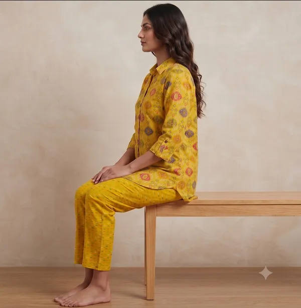 Yellow_Printed_Co-Ord_Set_For_Women_&_Girls