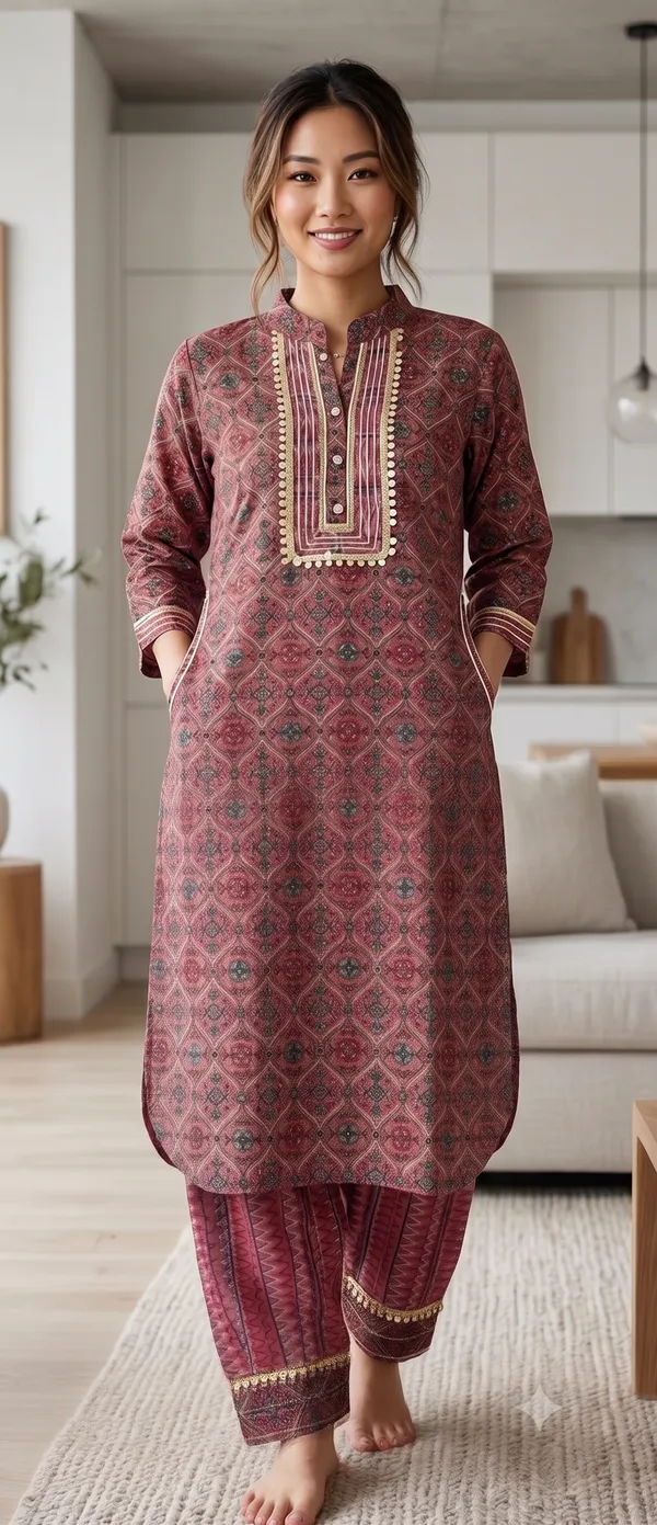 Pink_Printed_Afghani_Kurti_Salwar_Set_For_Women_&_Girls