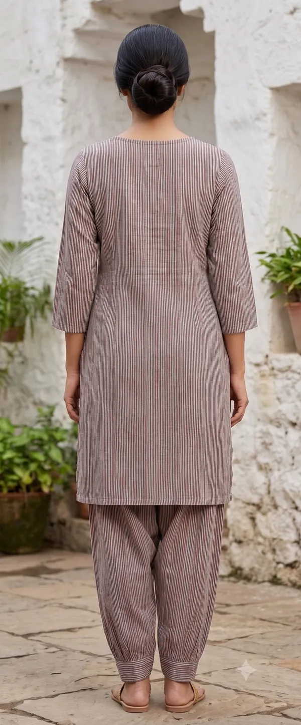 Maroon_Striped_Straight_Kurta_Salwar_Set_For_Women_&_Girls