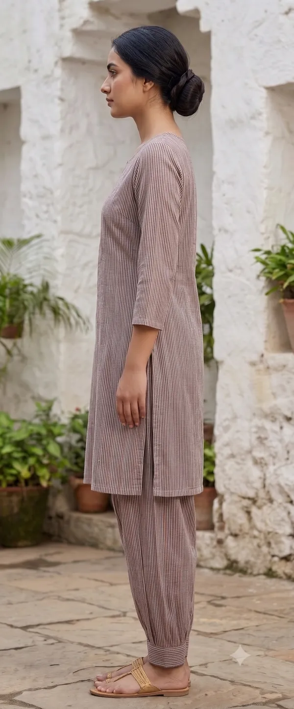 Maroon_Striped_Straight_Kurta_Salwar_Set_For_Women_&_Girls