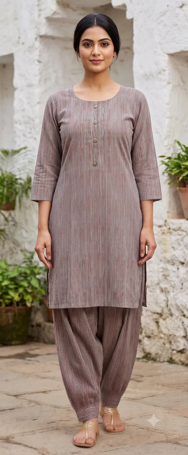Maroon_Striped_Straight_Kurta_Salwar_Set_For_Women_&_Girls