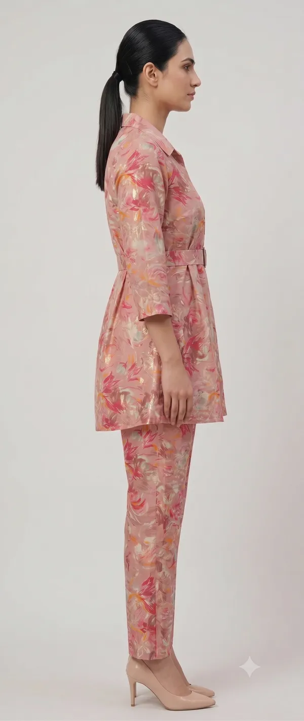Pink_Floral_Print_Collared_Co-Ord_Set_For_Women_&_Girls