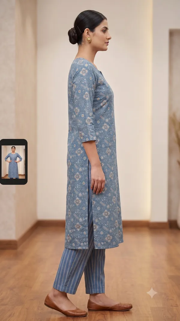 Blue_Printed_Straight_Kurta_Pant_Set_For_Women_&_Girls