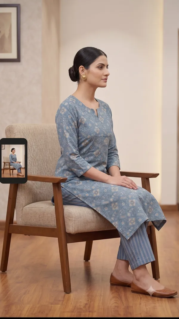 Blue_Printed_Straight_Kurta_Pant_Set_For_Women_&_Girls