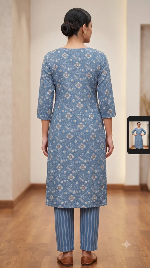 Blue_Printed_Straight_Kurta_Pant_Set_For_Women_&_Girls