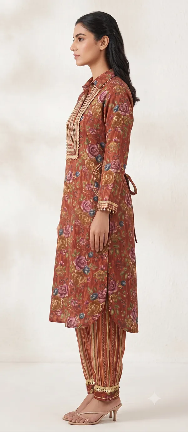 Maroon_Floral_Print_Afghani_Kurti_Salwar_Set_For_Women_&_Girls
