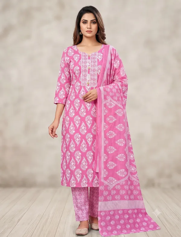 Pink_Printed_Straight_Kurta_Pant_Set_For_Women_&_Girls
