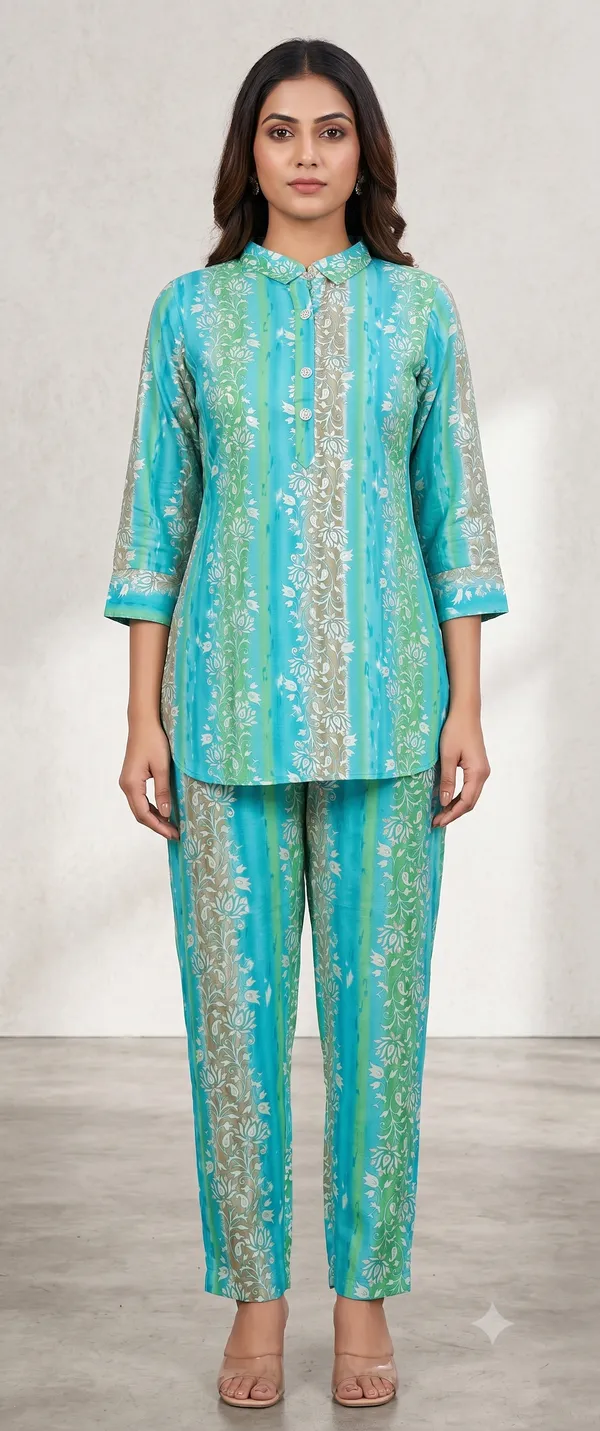 Turquoise_Floral_Print_Co-Ord_Set_For_Women_&_Girls