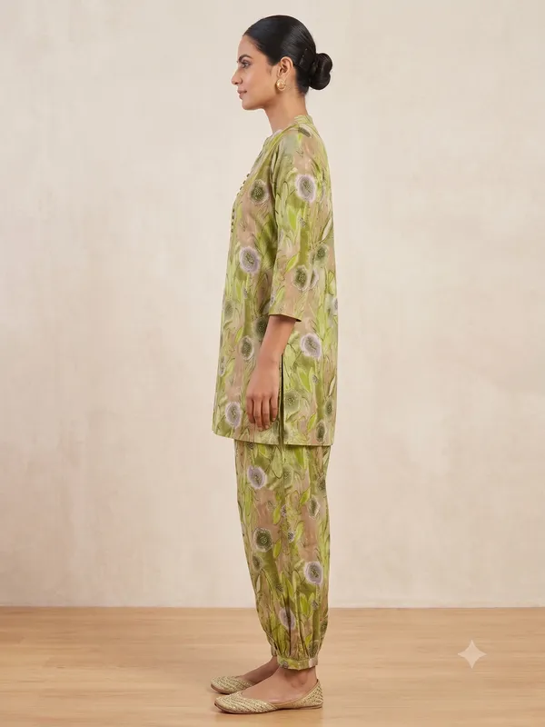 Green_Floral_Print_Kurti_Salwar_Set_For_Women_&_Girls