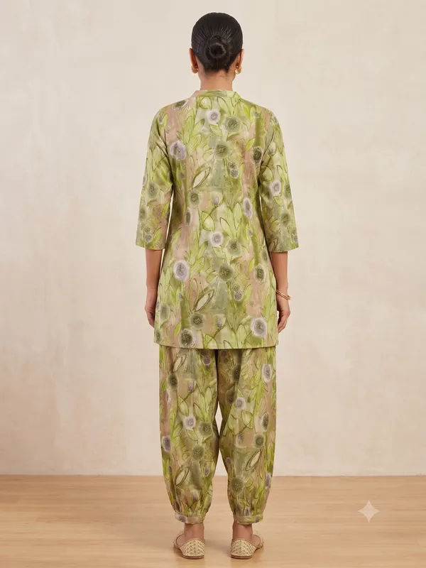 Green_Floral_Print_Kurti_Salwar_Set_For_Women_&_Girls