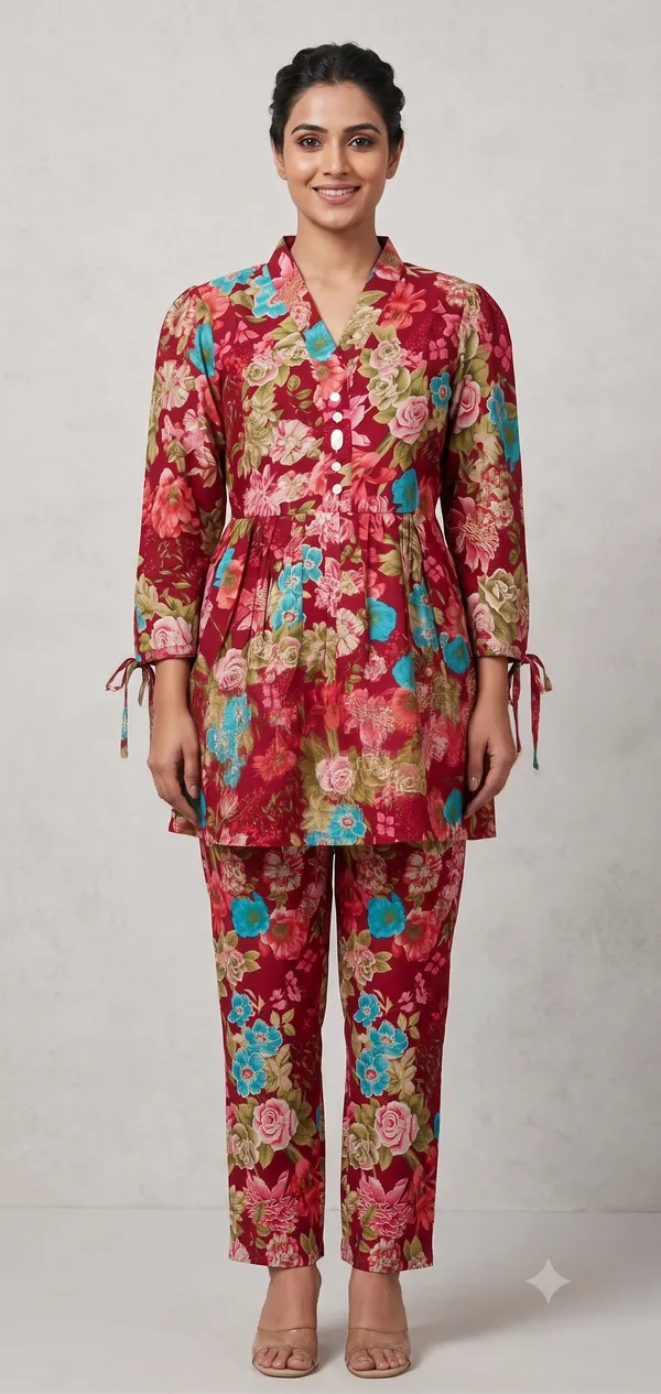 Red_Floral_Collared_Co-Ord_Set_For_Women_&_Girls