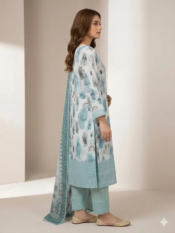 White_Blue_Embroidered_Kurta_Pant_Dupatta_Set_For_Women_&_Girls