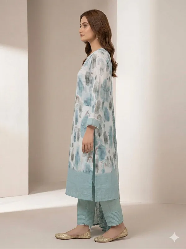 White_Blue_Embroidered_Kurta_Pant_Dupatta_Set_For_Women_&_Girls