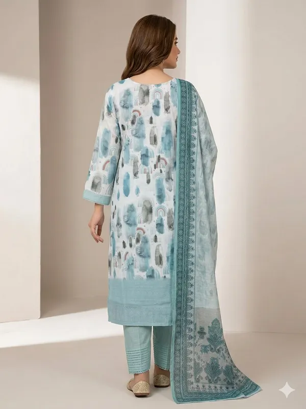 White_Blue_Embroidered_Kurta_Pant_Dupatta_Set_For_Women_&_Girls