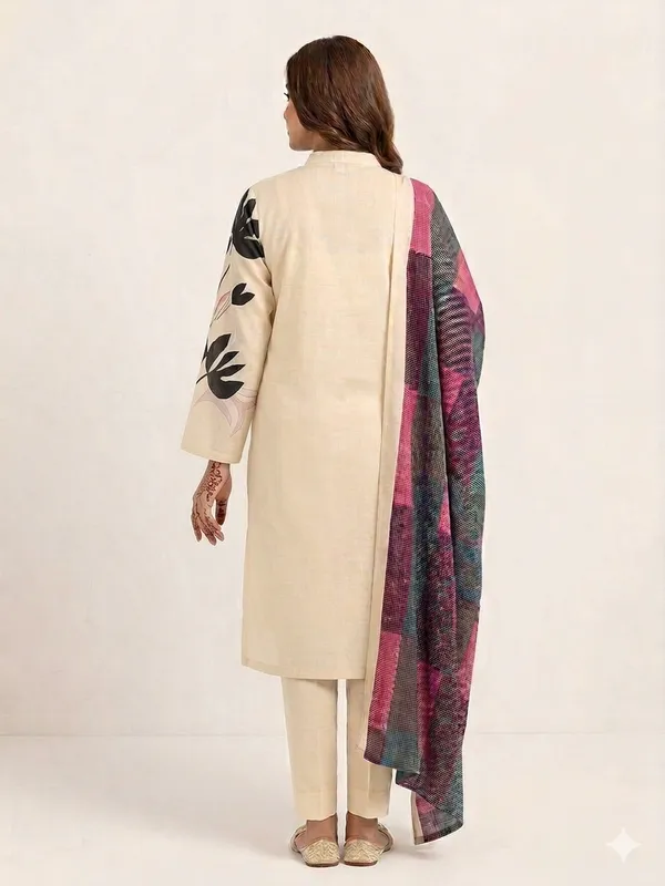 Cream_Printed_Kurta_Pant_Dupatta_Set_For_Women