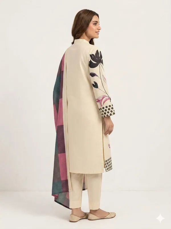 Cream_Printed_Kurta_Pant_Dupatta_Set_For_Women