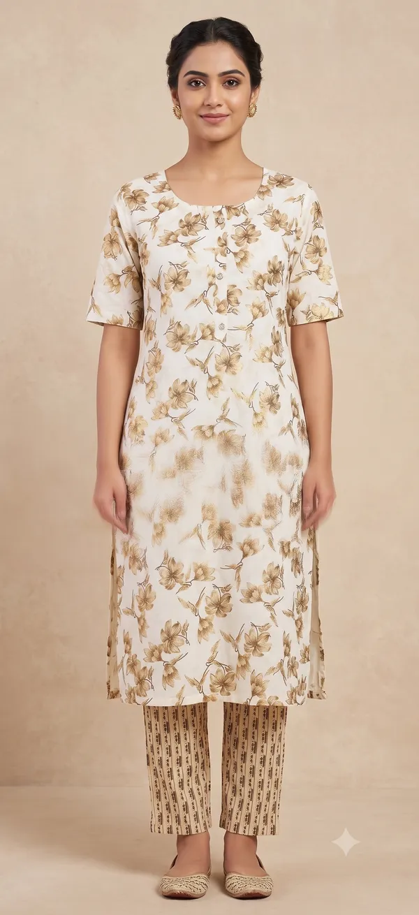 Off_White_Cotton_Straight_Kurti_Pant_Set_For_Women