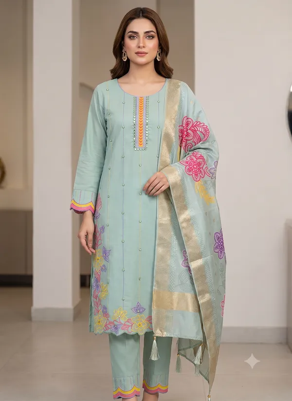 Mint_Green_Floral_Kurta_Pant_Dupatta_Set_For_Women_&_Girls