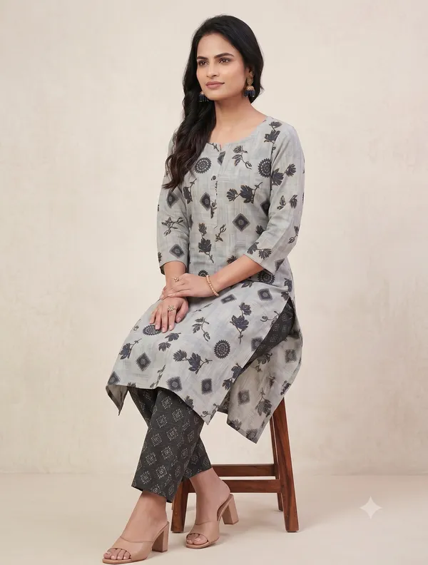 Light_Grey_Printed_Straight_Kurta_Pant_Set_For_Women_&_Girls