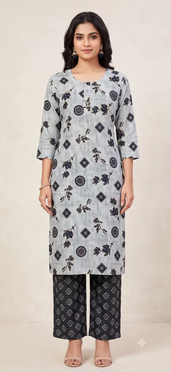 Light_Grey_Printed_Straight_Kurta_Pant_Set_For_Women_&_Girls