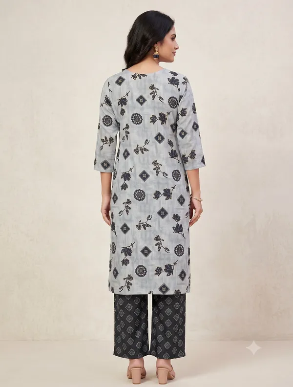 Light_Grey_Printed_Straight_Kurta_Pant_Set_For_Women_&_Girls