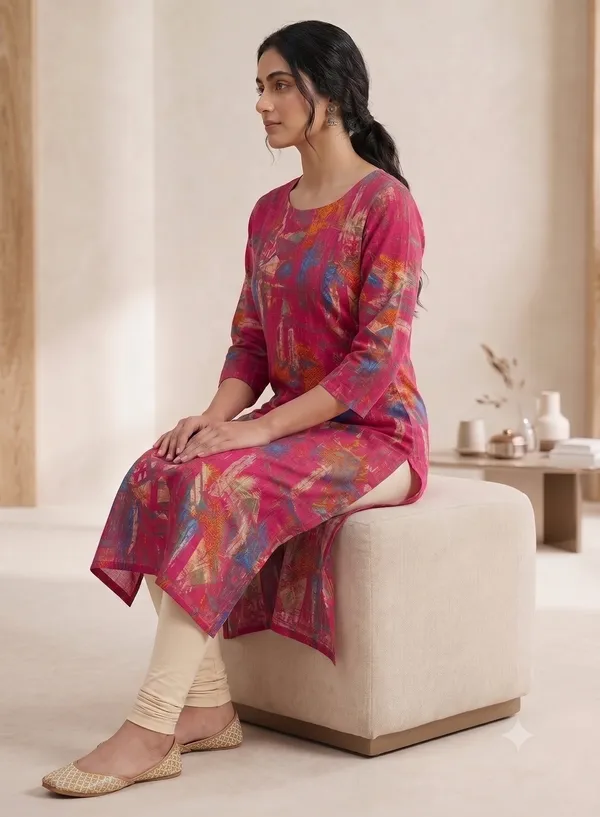Magenta_Printed_Kurti_For_Women_&_Girls