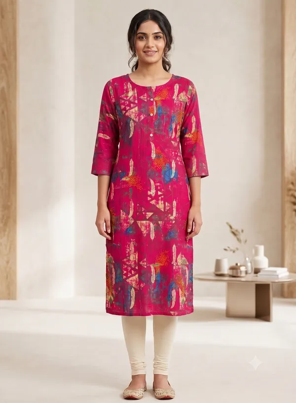 Magenta_Printed_Kurti_For_Women_&_Girls